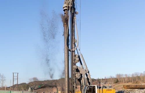 Liebherr deep-foundation drilling rig on site